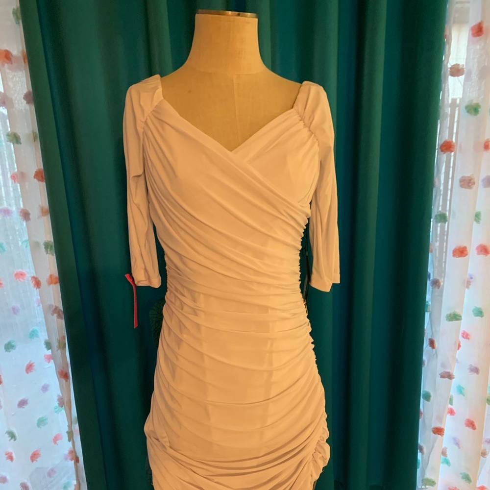 Pinup girl clothing Monica wiggle dress XL white